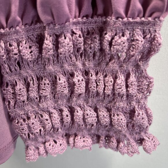 Susan Graver Women's Top Plus 3X Pink Puff Long Sleeves Crochet Cuffs Stretch - Picture 6 of 9